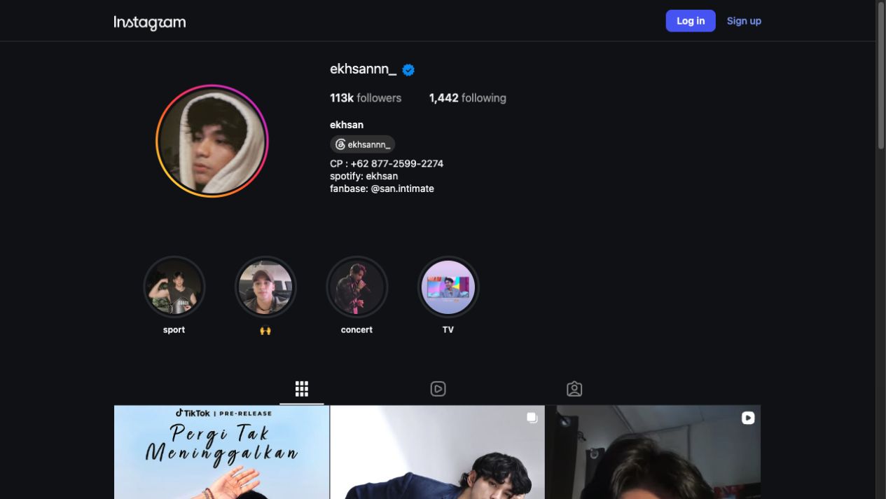 Profil Instagram terverifikasi Ekhsan, 20 Oktober 2026: 113K pengikut