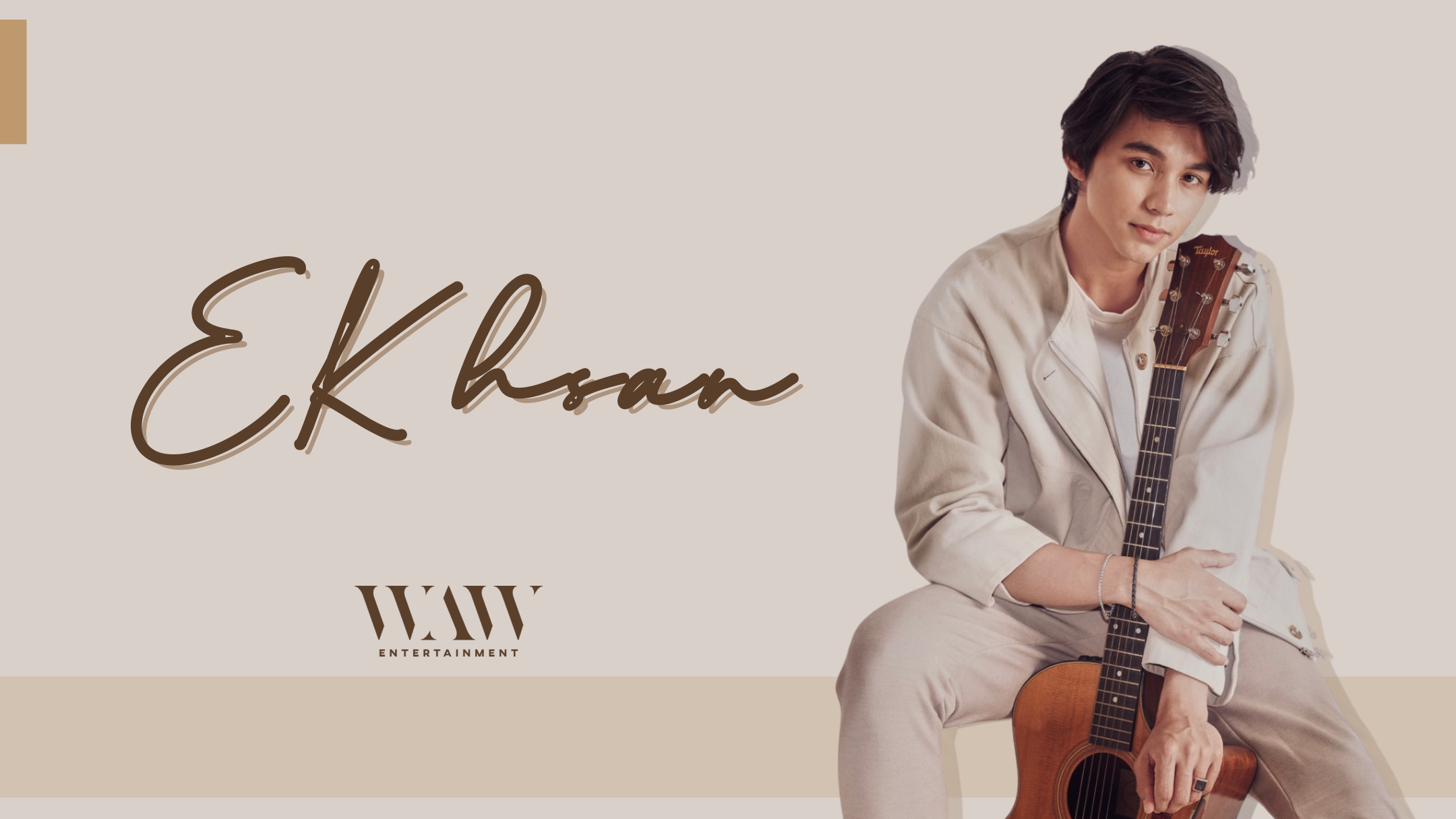 Ekhsan with an acoustic guitar